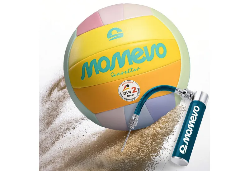 Momevo Beachvolleyball Offizieller Beachvolleyball - DVV zertifiziert, weich und robust, tolle Geschenkidee, Bunt, – Produktbild 1 von 5