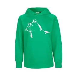 HANDGEDRUCKT HANDGEDRUCKT "Stubentiger" Kinder-Hoody aus reiner Biobauwolle (kbA) Katze – Produktbild 1 von 1