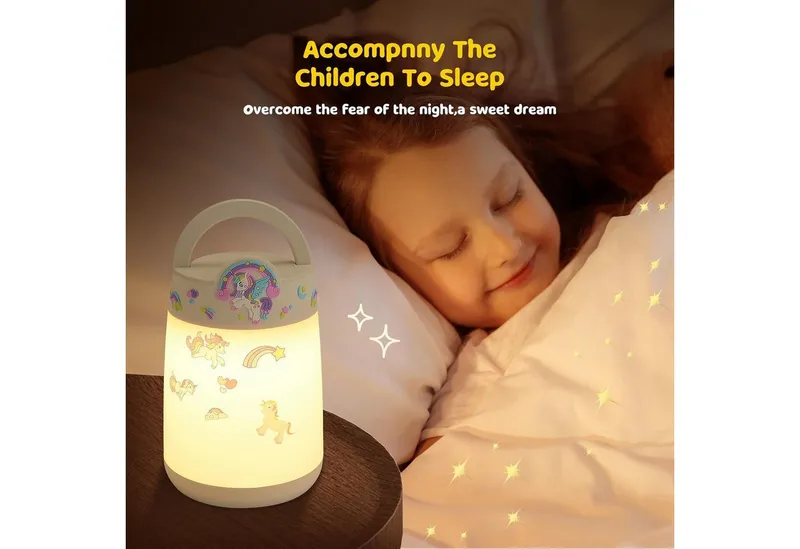 SUPPOU LED Nachtlicht LED Nachttischlampe Touch Dimmbar Kinderzimmer Akku Nachtlicht Einhorn, LED fest integriert, Dimmbar Timer Kabellos – Produktbild 3 von 5