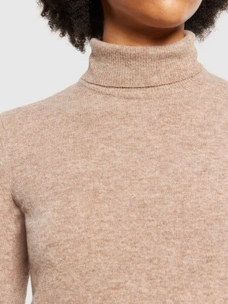 KnowledgeCotton Apparel KnowledgeCotton Apparel Lambswool Roll Neck, Kelp (beige), – Produktbild 2 von 3