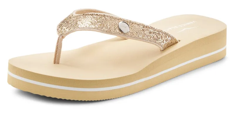 VENICE BEACH VENICE BEACH Sandale, Badeschuh, Badelatsche, Flip Flop, Badeschlappe, Pantolette Badezehentrenner Zehentrenner mit wasserabweisender und leichter Sohle VEGAN, Goldfarben, – Produktbild 3 von 5