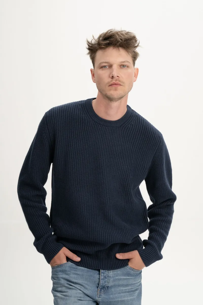 MELA MELA Herren vegan Strickpullover Ravi, Blau, – Produktbild 3 von 3