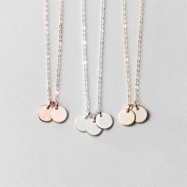 ELEKTROPULLI Kreis Kette mit 2,3 oder 4 Münzen in 6mm mit 42+8 cm langer Kette von Elektropulli, Rosegold 2er, – Produktbild 2 von 4