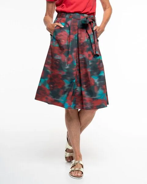 Alma & Lovis Alma & Lovis Floraler Print-Midirock aus Organic Cotton | Popeline Print Skirt, Everglade (rot-blau), – Produktbild 3 von 4