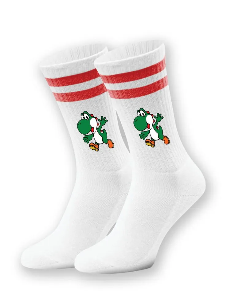 Youth Designz Tennissocken Unisex Socken "Yoshi Game" Aufdruck lustig Geschenk Statement mit verstärkter Verse und Zehenbereich, Rot, – Produktbild 1 von 5