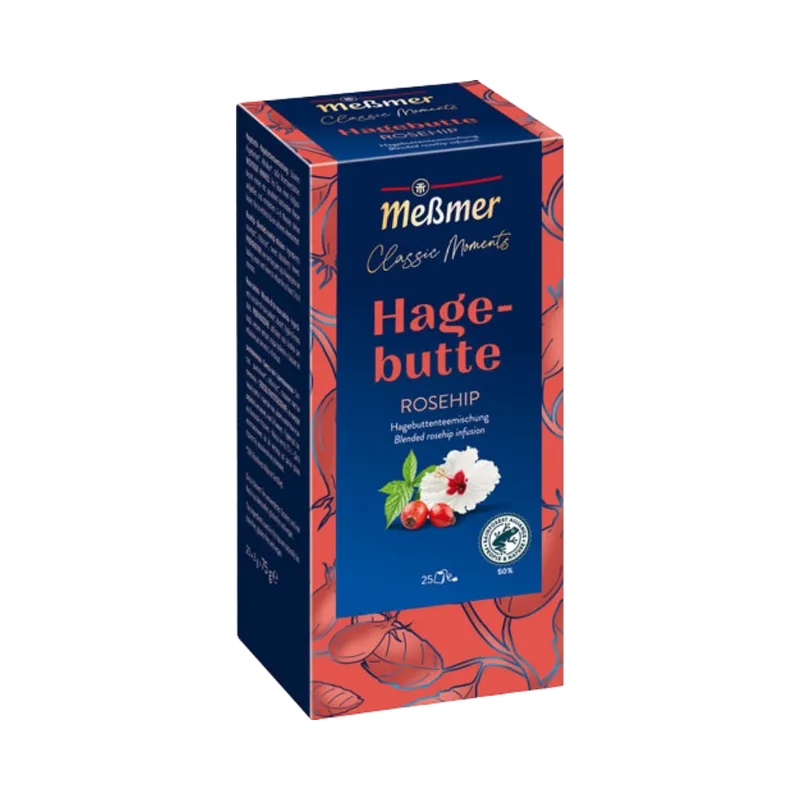 Meßmer Meßmer Classic Moments Hagebutte, Früchtetee, Teebeutel im Kuvert, 2. Entnahmefach/displaytauglich, 75g – Produktbild 1 von 2
