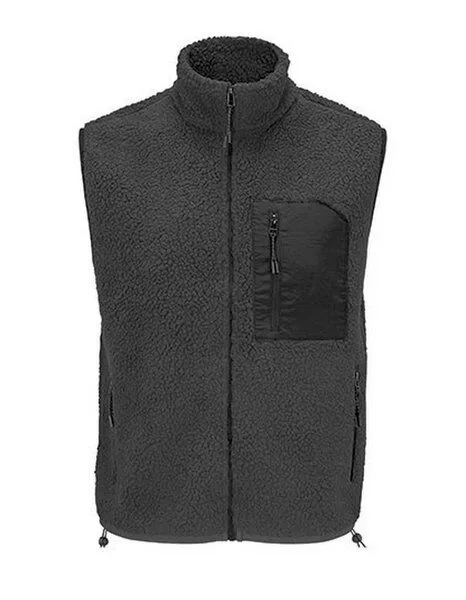 Sol's Sol's Winter Fleeceweste dick und kuschelig recycelt Unisex Seitentaschen mit Reißverschluss Winterweste Polarfleece XXS bis 4XL Sherpa Gilet Bodywarmer, Schwarz, – Produktbild 2 von 3