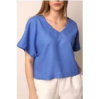 Amber Linen Amber Linen Damen vegan Top Malta Kornblumenblau, Blau, – Produktbild 1 von 1