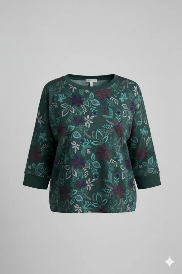 ragwear ragwear 3/4-Arm-Shirt SHIMONA FLOWERS O mit Rundhalsausschnitt, ohne Kragen, in Jersey-Qualität, Grün, – Produktbild 2 von 2