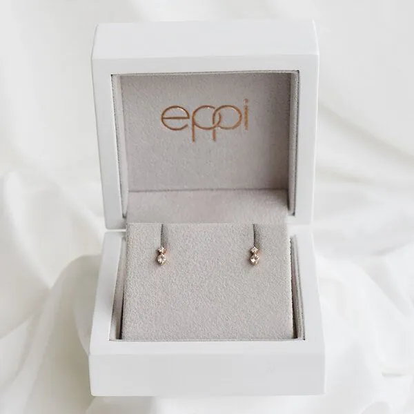 Eppi Eppi Minimalistische Ohrringe mit Morganiten und Diamanten Durante, Weiss, – Produktbild 4 von 4