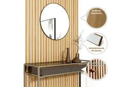woodstore24 Wandpaneele Eiche hell, Wandverkleidung mit Echtholzoberfläche, FSC 100%, TSUD-COC-001718-ZZ, 2500 x 345 x 9 mm, vier Streifen inklusive Abstandshalter pro Paket, selbstklebend (0,51m² / Paket) – Produktbild 1 von 1