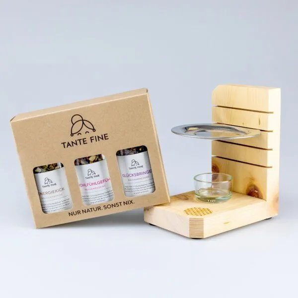 Tante Fine Tante Fine Bio Räuchermischung Fines NEUE LUFT mit Zirbenholz Stövchen – Produktbild 2 von 4