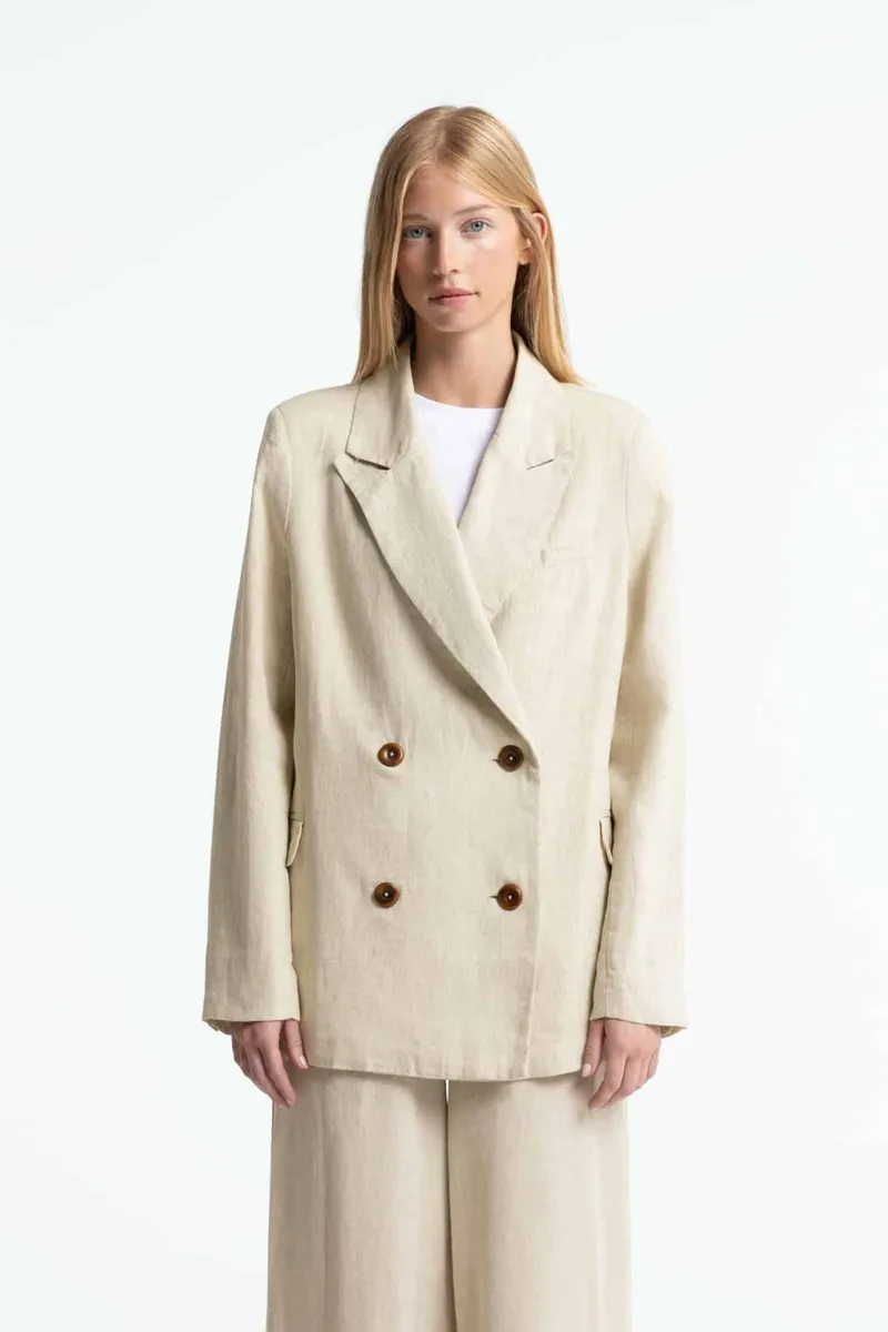 Kings Of Indigo Kings of Indigo Damen vegan Blazer Diana Beige, Beige, – Produktbild 1 von 2