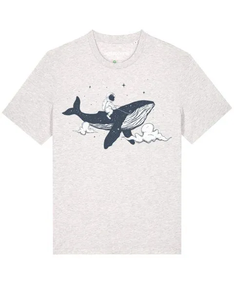 watapparel watapparel T-Shirt Unisex Spacewhale, Cool heather grey, – Produktbild 1 von 4