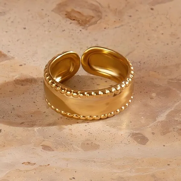 ELEKTROPULLI Größenverstellbarer BOLD TRIPLE Ring ca. Ø 17 - 19mm von Elektropulli, Gold, – Produktbild 2 von 3