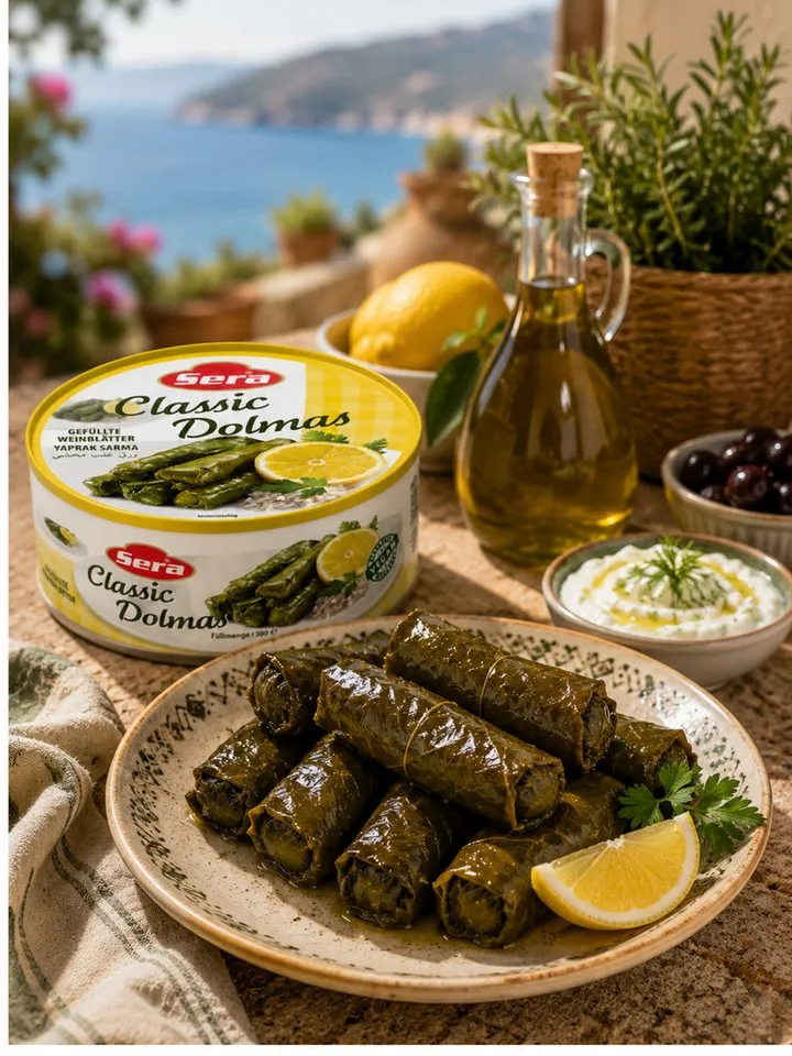 SERA FOOD Fertiggericht Gefüllte Weinblätter mit Reis – mediterran & servierfertig, (Vegane Konserven), Spezialität, servierfertig, vegan/vegetarisch, hochwertige Zutaten – Produktbild 3 von 4
