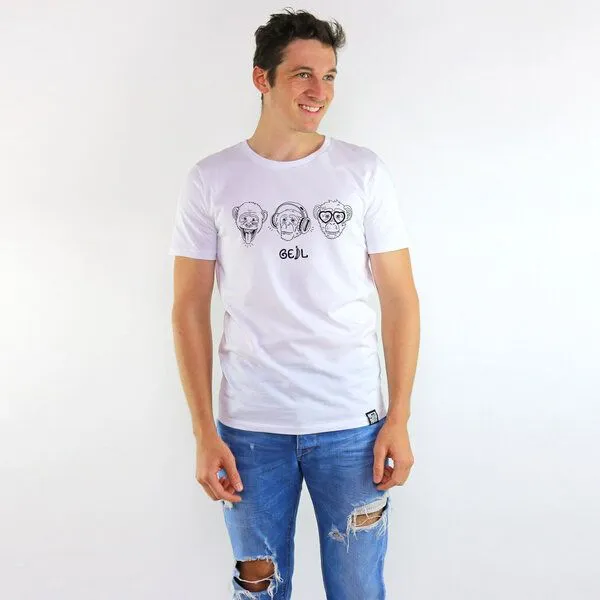 Gary Mash GARY MASH T-Shirt Affengeil, Weiß, – Produktbild 1 von 4