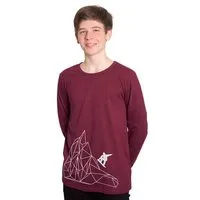 HANDGEDRUCKT HANDGEDRUCKT "Origamipiste" Männer Longsleeve, Bordeaux, – Produktbild 1 von 2
