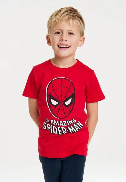 LOGOSH!RT LOGOSH!RT Marvel Comics - Spider-Man - Maske - Bio T-Shirt Print - Junge & Mädchen, Rot, – Produktbild 3 von 4