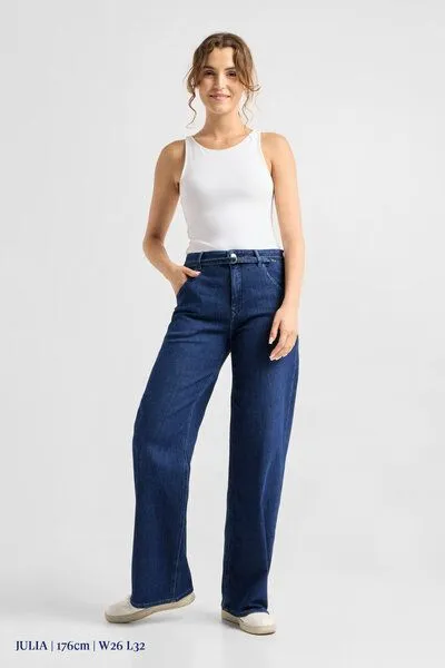 DAWN Damen Jeans BLINK High Waist Wide DAWN Bio-Baumwolle, Dark blue, – Produktbild 4 von 6