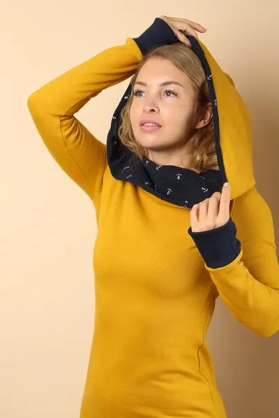Die rote Zora Die rote Zora Hoodiekleid Nord & Ostsee, Goldgelb-navy (ostsee), – Produktbild 2 von 4