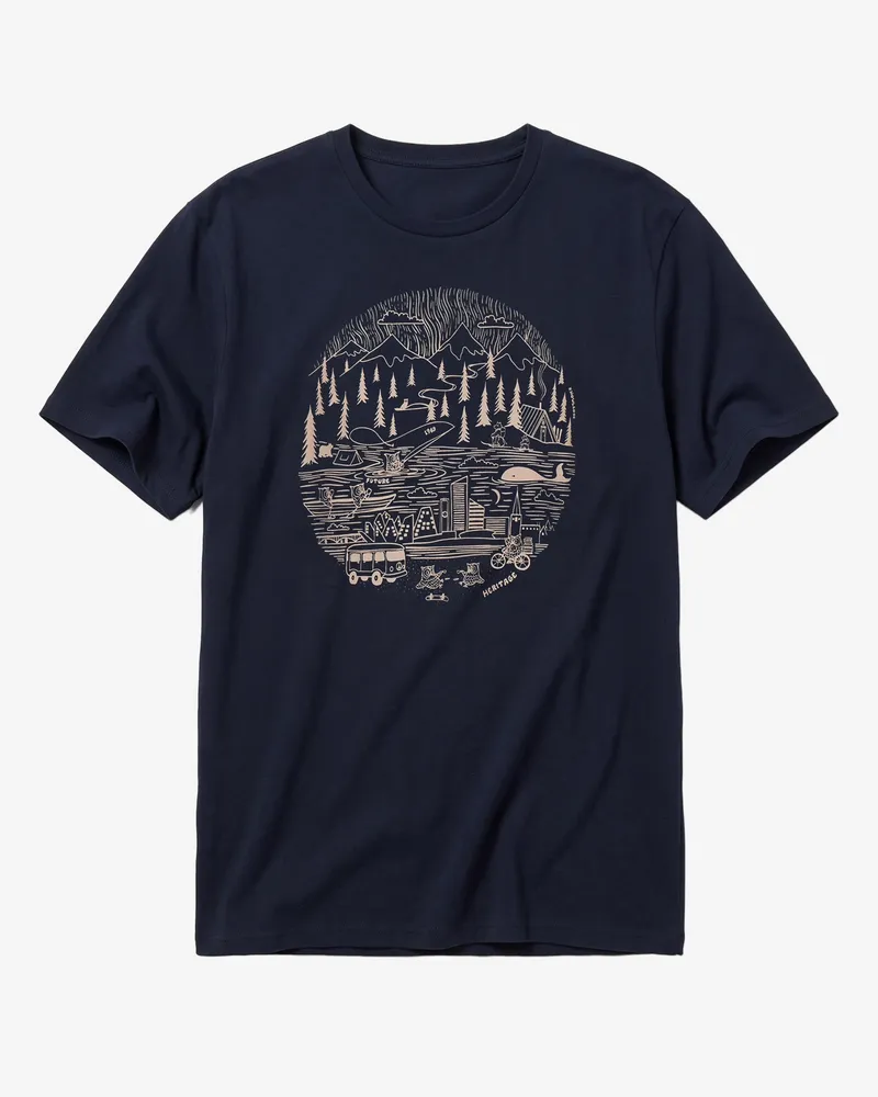 KnowledgeCotton Apparel KnowledgeCotton Apparel Herren vegan T-Shirt Mit Aufdruck Auf Der Rückseite Nacht-Himmelblau, Blau, – Produktbild 2 von 2