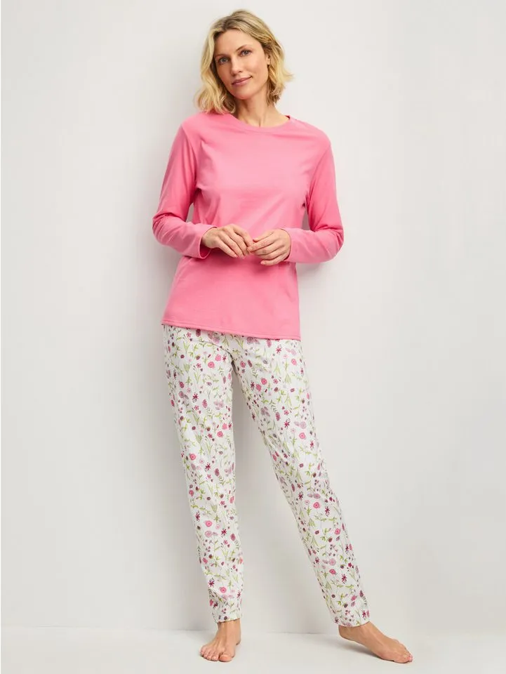 CALIDA CALIDA Schlafanzug Cotton Special (2 tlg) Langarm, bequem, Baumwolle, Rundhals-Ausschnitt, Rot, – Produktbild 1 von 3