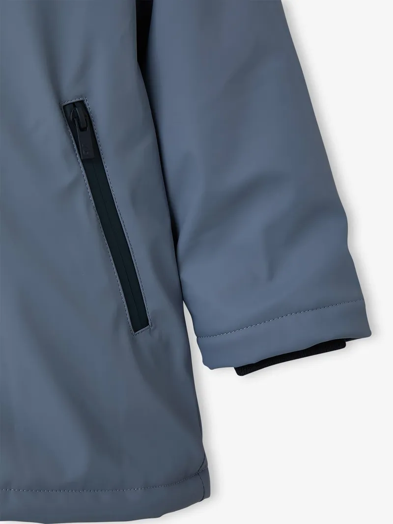 Vertbaudet Jungen Regenjacke mit Kapuze & Teddyfleece-Futter, Graublau, – Produktbild 4 von 4
