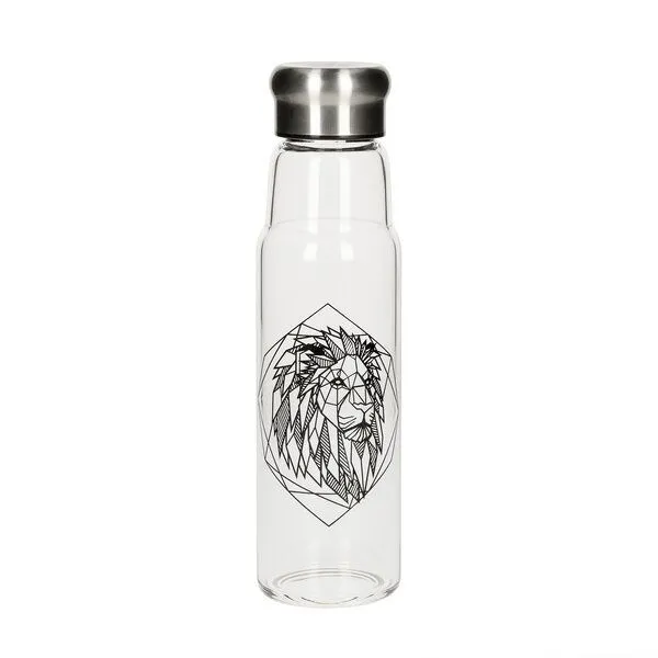elasto elasto Glasflasche 0,55 Liter Trinkflasche Borosilikatglas mit Neoprentasche, Löwe, – Produktbild 2 von 4