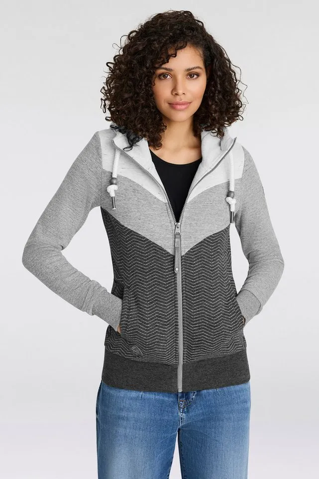 ragwear ragwear Sweatjacke TREGA ZIP O im Colorblocking-Design, Grau, – Produktbild 2 von 5