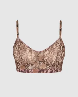 Understatement Understatement Damen vegan Bralette Aus Mesh Balconette-Schnitt, Schlangenmuster, Braun – Produktbild 1 von 1