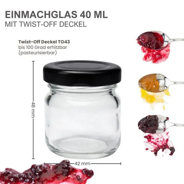 mikken mikken 10 kleine Einmachgläser 40 ml mit Schraubdeckel, Schwarz, – Produktbild 4 von 8