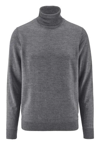 hessnatur hessnatur Rollkragenpullover Regular aus reiner Bio-Merinowolle, Grau, – Produktbild 3 von 4