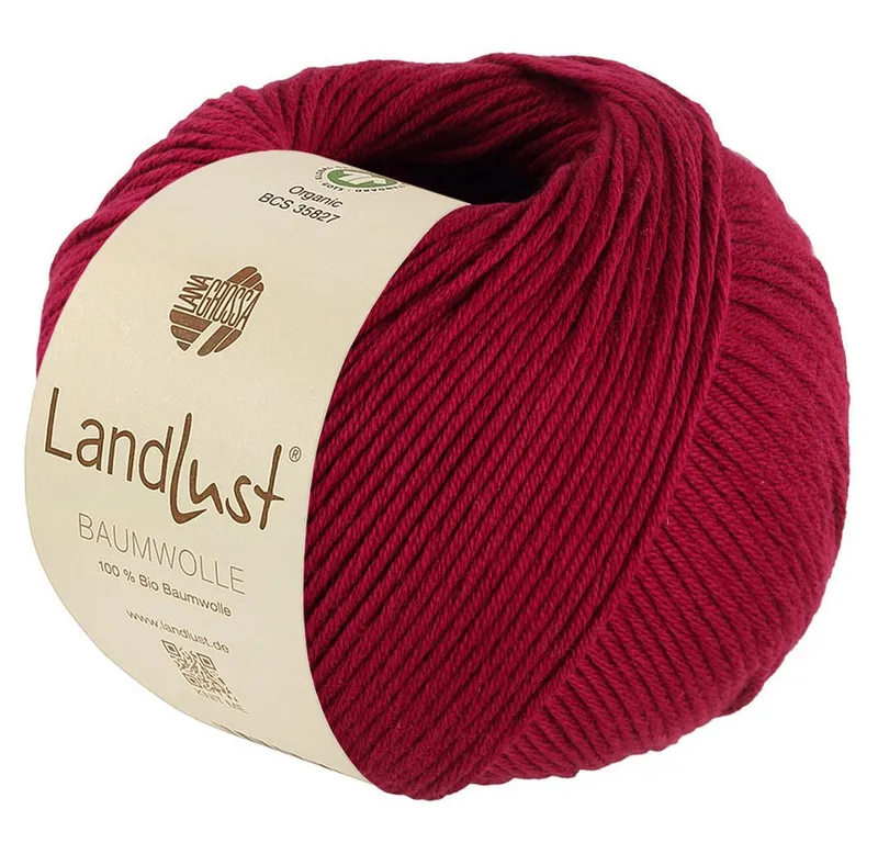 Lana Grossa Lana Grossa Landlust Baumwolle GOTS Häkelwolle, 115 m, Rot, – Produktbild 1 von 1