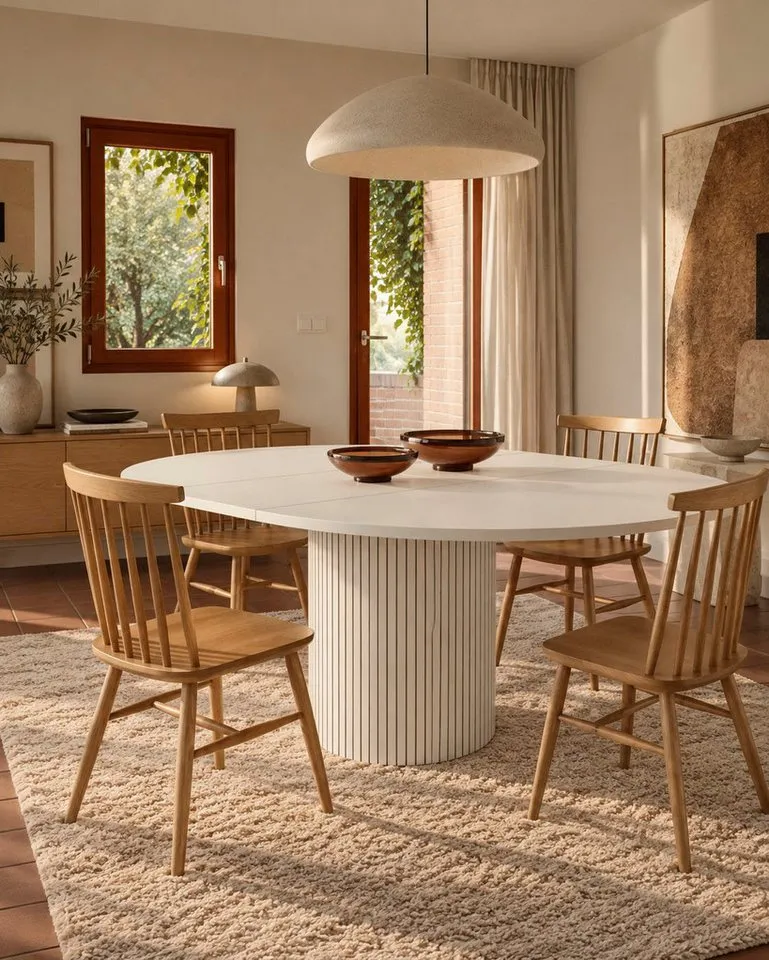 Woodman Esstisch Toscana, Speisetisch, Tisch (Made in Europe), Breite 120 cm, melaminbeschichtet, mit Verlängerungsplatten, FSC®, Weiß, – Produktbild 3 von 5