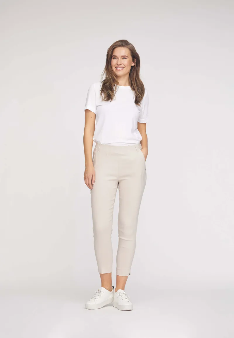 LAURIE LAURIE Damen vegan Slim Crop Pants Elizabeth Grey Sand, Beige, – Produktbild 1 von 2
