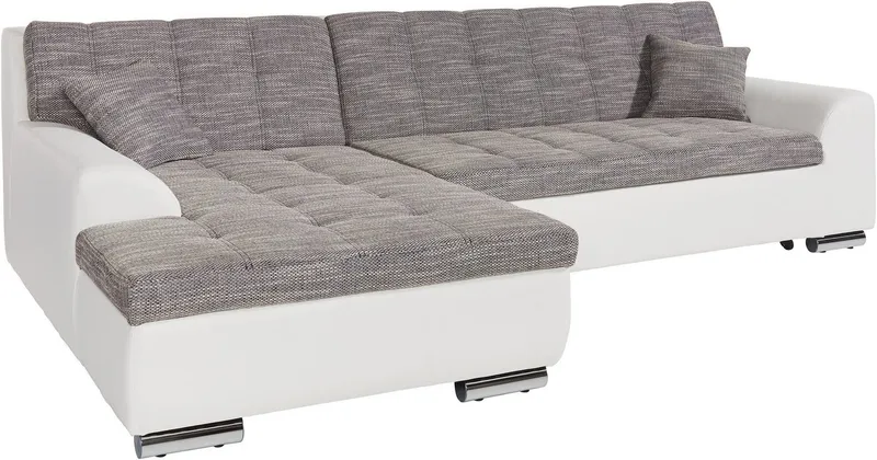 DOMO collection Ecksofa TREVISO viele Bezüge, auch in Cord, L-Form, 267x178 cm, wahlw. mit Bettfunktion, inkl. Zierkissen, Unser Dauertiefpreis, Grau, – Produktbild 5 von 8