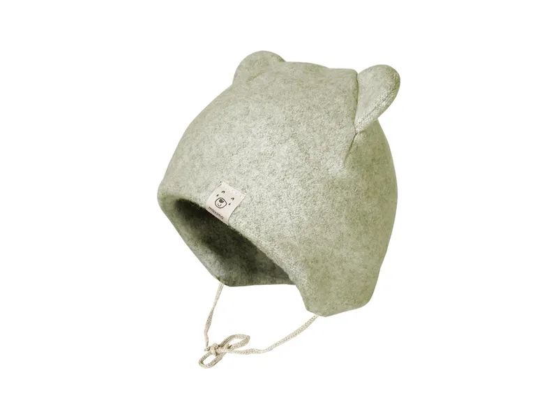 Maximo Baby Mütze mit Öhrchen Bio-Baumwolle Fleece mineral-hellbraun-meliert Gr. 45, Braun, – Produktbild 1 von 2