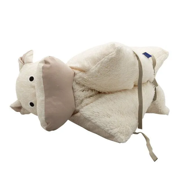 Flosinn Flosinn Kuscheltierkissen Nilpferd mit Teddyplüsch aus Baumwolle Personalisierbar, Beige, – Produktbild 4 von 5