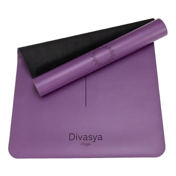 Divasya Divasya Yogamatte Naturkautschuk | rutschfester japanischer Grip | 6 Farben | Gurt & Hülle, Purple pure, – Produktbild 4 von 4
