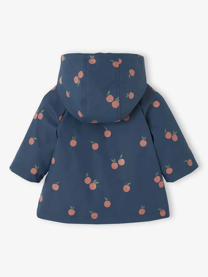 Vertbaudet Vertbaudet Gefütterte Mädchen Baby Regenjacke mit Blumen, Nachtblau, – Produktbild 2 von 4