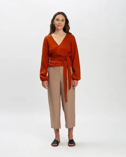 MATONA Matona Wickelbluse aus Musseln für Frauen / Muslin Wrap Blouse, Brick, – Produktbild 3 von 4