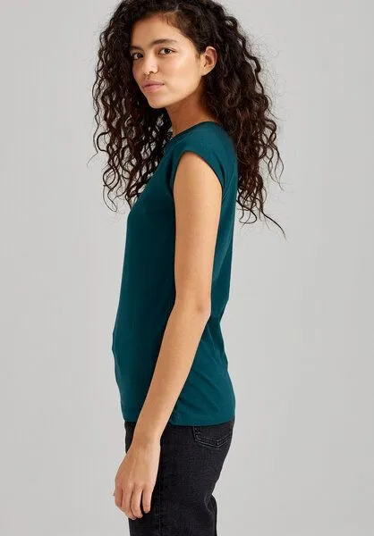 THOKKTHOKK ThokkThokk TT01 Cap Sleeve T-Shirt Damen (GOTS, vegan, Bio-Baumwolle), Deep teal (petrol), – Produktbild 3 von 5