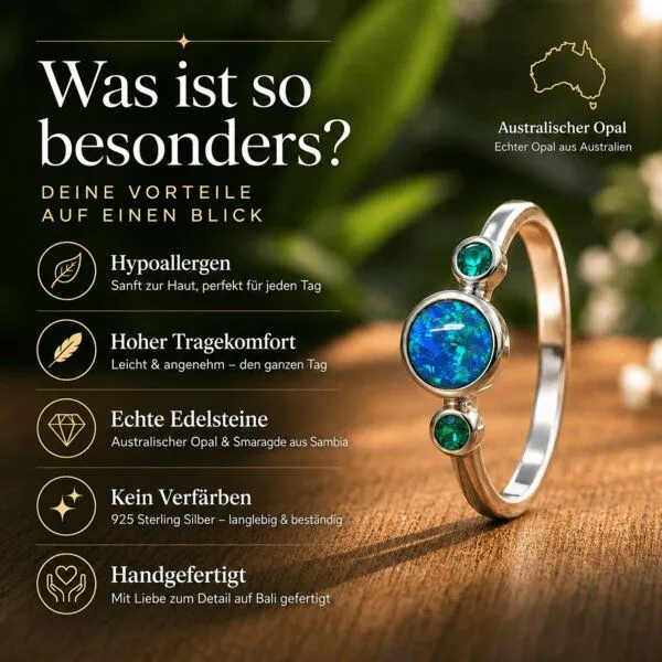 Spirit of Island Spirit of Island Silber Ring "Opal Universe" | Opal & Smaragd – Produktbild 6 von 7