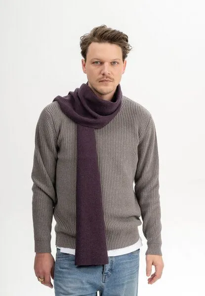 MELA MELA Jacquard Strick Schal Style ASMEE aus 100% Bio-Baumwolle, Elderberry melange, – Produktbild 4 von 5