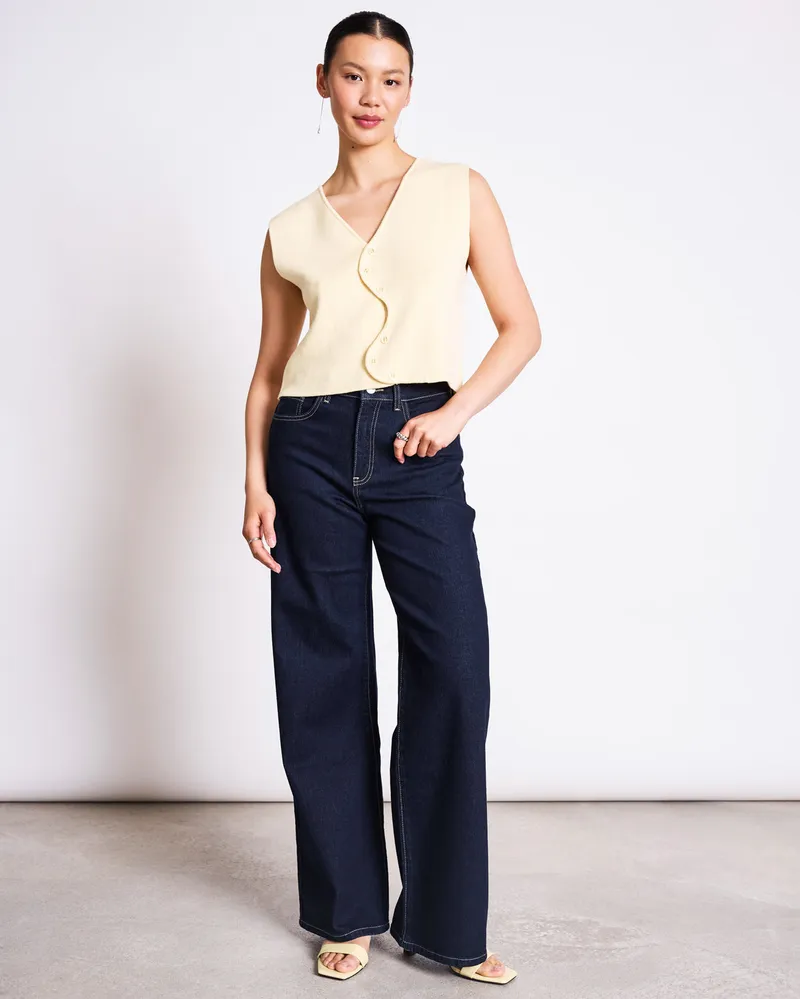 JAN N JUNE JAN 'N JUNE Damen vegan Strickweste Wavy Coryl Hellgelb, Hellgelb, – Produktbild 1 von 2