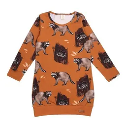 Walkiddy Kleinkind Sportkleid GOTS zertifiziert Bio-Baumwolle 95/5 Elasthan Braun Allover-Print „Curious Raccoons“ – Walkiddy – Produktbild 1 von 1