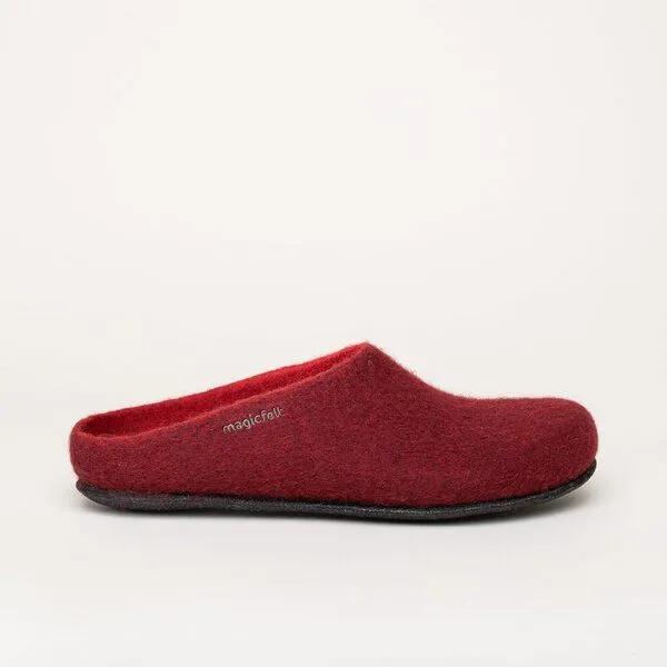 Magicfelt Magicfelt Filz-Hausschuh 709 aus 100% Merino-Wolle für Damen & Herren, Dunkelrot, – Produktbild 4 von 4