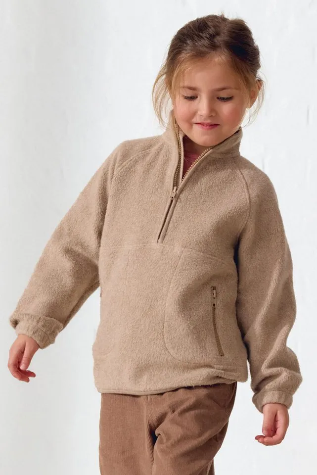 People Wear Organic People Wear Organic Fleecepullover beige mélange GOTS zertifiziert, Braun, – Produktbild 2 von 2