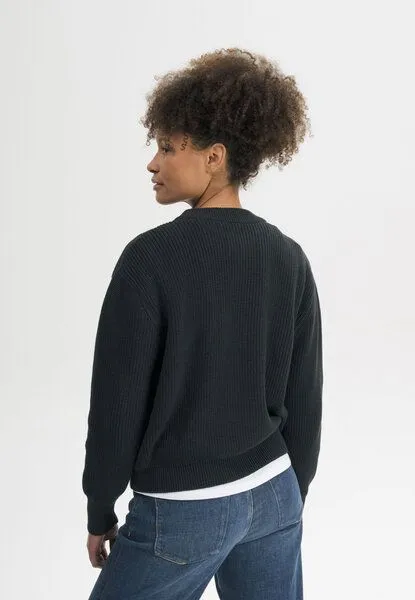 MELA MELA Rippstrick Pullover ADAH aus 100% Bio-Baumwolle, Schwarz, – Produktbild 2 von 4